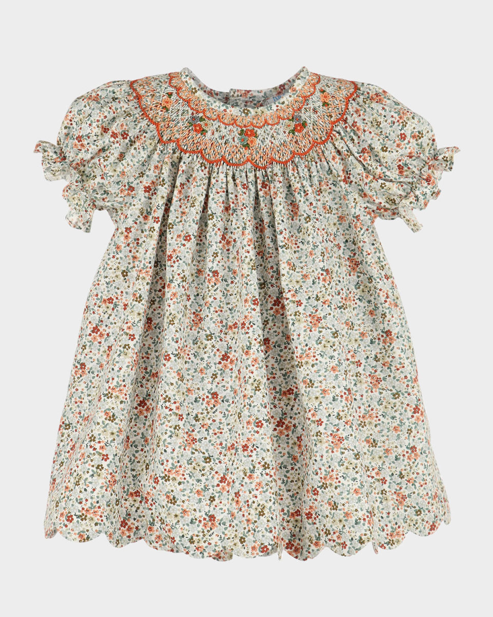 Girl's Autumn Glow Smocked Bishop Dress, Size 6M-24